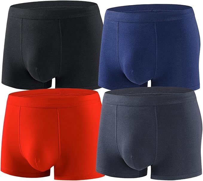 Mens Cotton Stretch Boxer Briefs Short Leg Comfortable Trunk Underwear Solid Color Mid Waisted Pouch Boxer Shorts