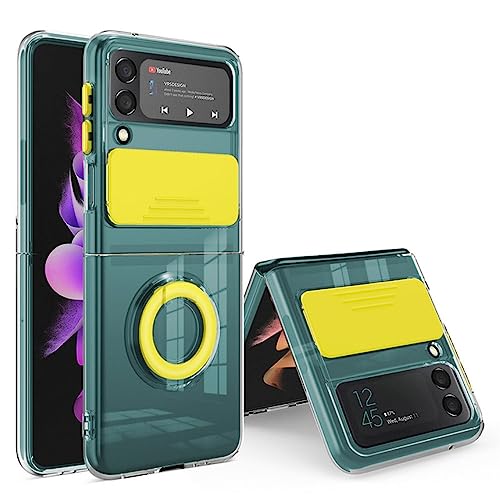 Coque Samsung Galaxy Z Flip 4 avec anneau transparent et protection objectif jaune