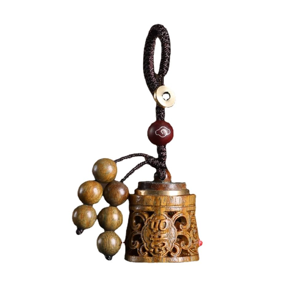 DFHEsdfD Keyring pendants, Green Sandalwood Hollowed Out Car Keychain Pendant Decoration, Yellow