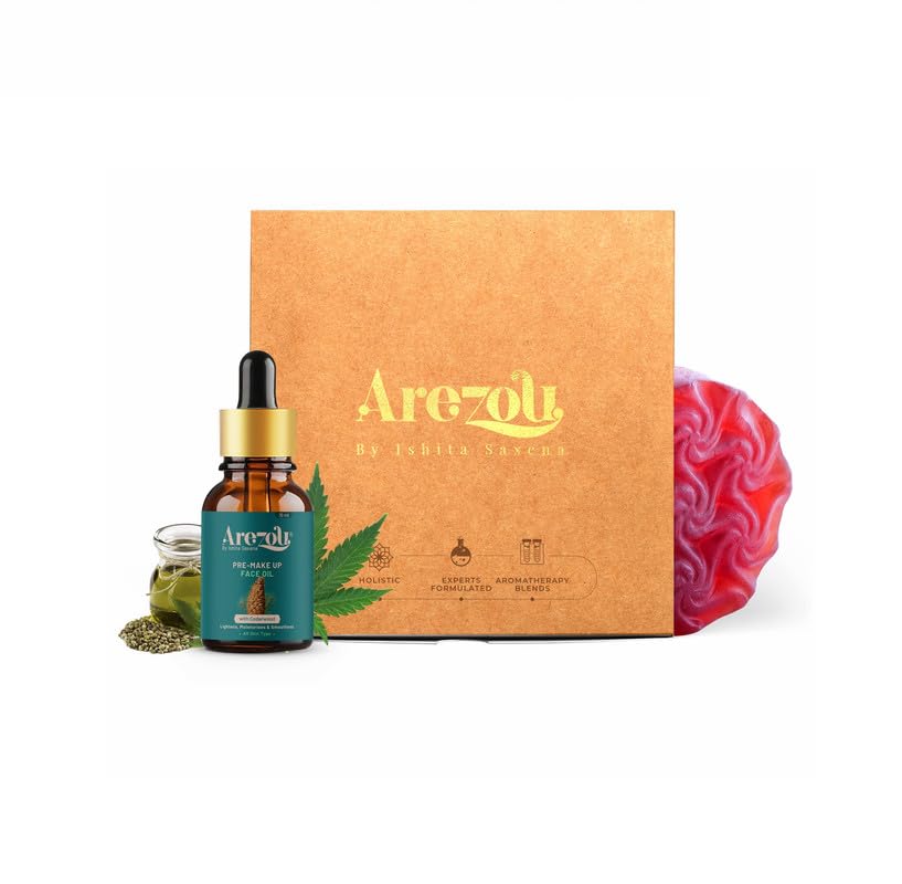 Image of Arezou Pre-Makeup Face Oil & Soap Set - Natural Hydrating Primer with Cedarwood Essential Oil | Deep Moisturizing Facial Massage Oil for Glowing Skin & Smooth Makeup Application | Ritual Skincare Gift Set (15ml Face Oil + 50g Soap)