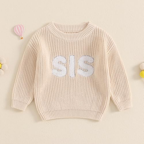 Eadrioss Girls Fall Sweaters Letter Embroidered Long Sleeve Round Neck Ribbed Knitted Pullover2