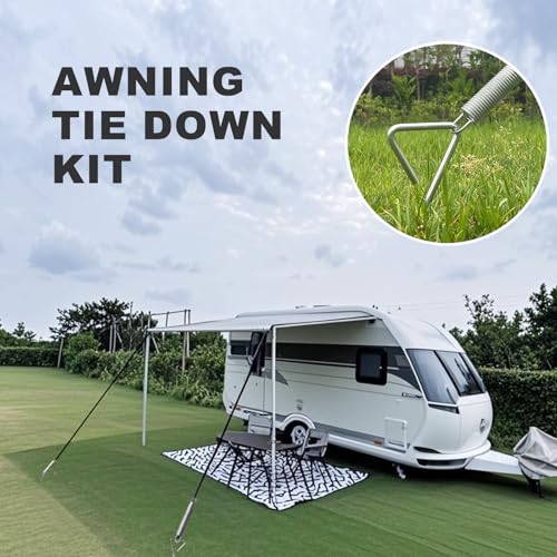 Dulepax Sturmband Für Vorzelt Wohnwagen & Wohnmobil Zubehör, Markisen Sturmsicherung, Abspannseile Camping Markisen Befestigung Set
