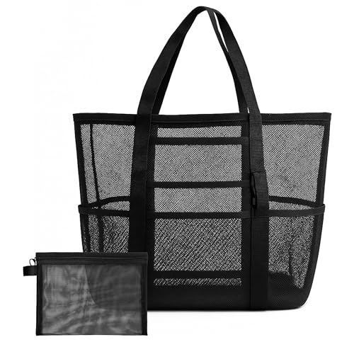 FZSECRIU 1 Stück strandtasche xxl+1 Stück Netztasche...