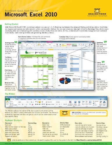Amazon.com: Microsoft Excel 2010 Quick Start Reference Card, 6-page Tri ...