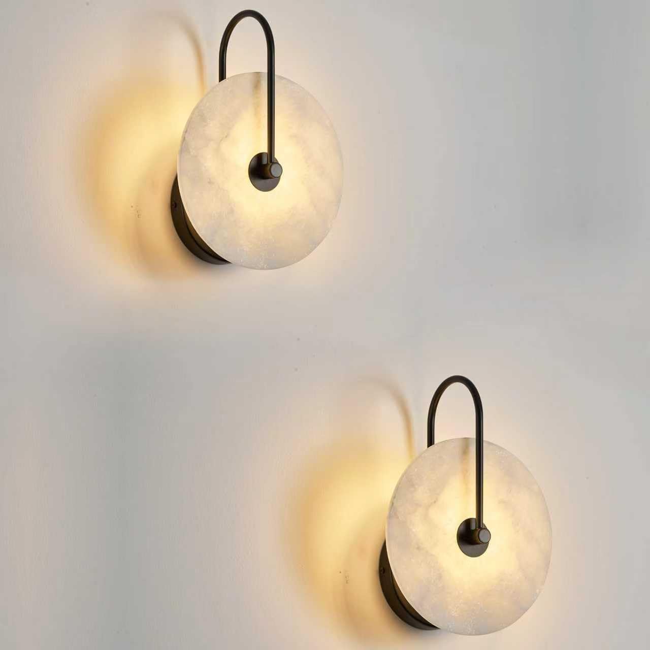Photo 1 of Fanyank Round Alabaster Wall Sconce Set of 2