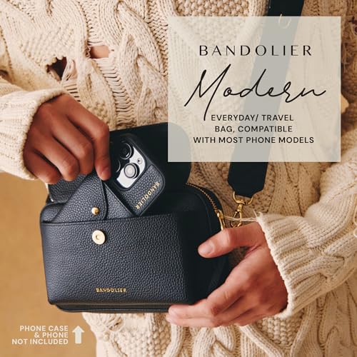 Image of Bandolier Miller Bag | Crossbody Bag for Women & Men | 100% Genuine Pebble Leather, Gold Hardware, Adjustable & Removable Strap, Zipper Top Opening & Exterior Phone Pocket | Perfect for Travel