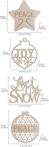 Miniatura 7 de EXCEART 4 piezas colgantes de madera de Navidad adornos de madera letras recortes de madera de Feliz Navidad recortes de madera chips de madera