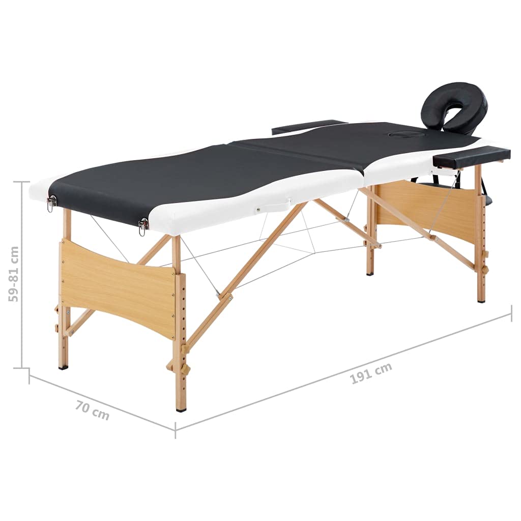 Genérico Camilla de Masaje Plegable 2 Zonas Madera Negro y,Salud y Belleza,Cuidado Personal,Masaje y relajación,Mesas de Masaje,Negro,16.15 kg,110204