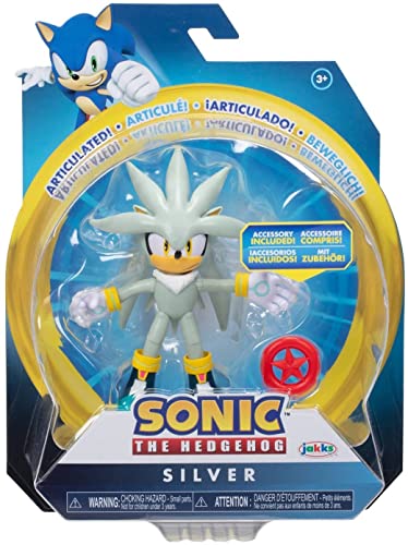 Figura articulada de Silver de Sonic the Hedgehog de 10,2 cm con gran movilidad