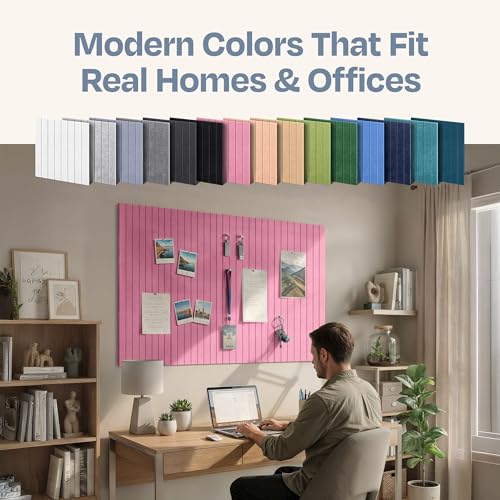Image of X-Large Cork Board Alternative 12-Pack Felt Bulletin Board Thick and Decorative Pin Board for Home Office Walls 47.24 x 35.43 Inches with 72 Adhesive Tabs - [Chic Pink]