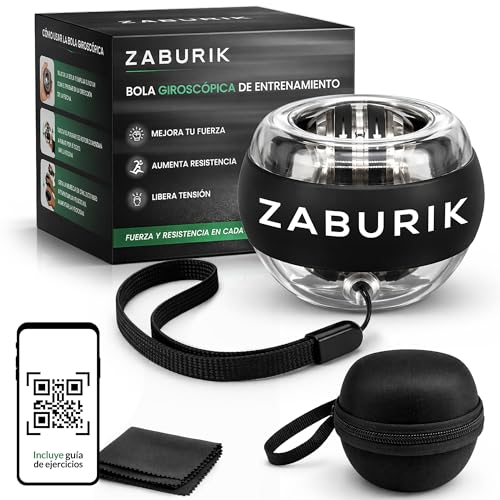 ZABURIK® Gyro Ball Ejercitador de Antebrazo Profesional | Giroscopio de Mano para Fortalecer Muñeca, Agarre y Resistencia | Ideal para Escalada, Gaming, Fitness y Recuperación | Pack Completo