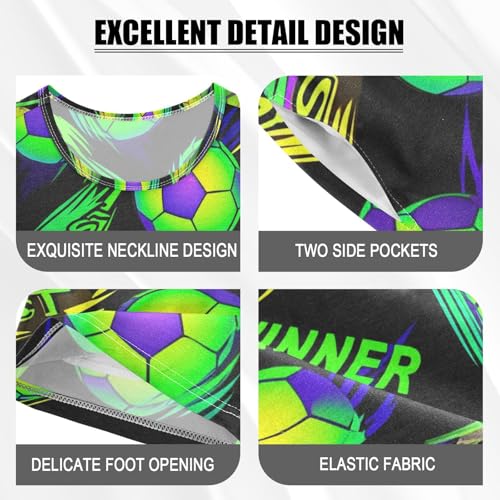 Soccer Ball Dark Pajama Set Short Sleeve PJ Set Cotton Summer Pajamas Sleepwear Soft 5Y4