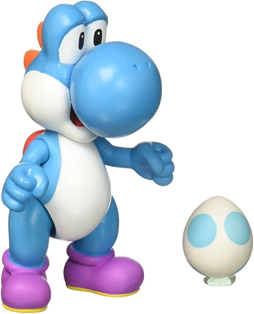 Amazon.com: World of Nintendo Light Blue Yoshi with Egg Action