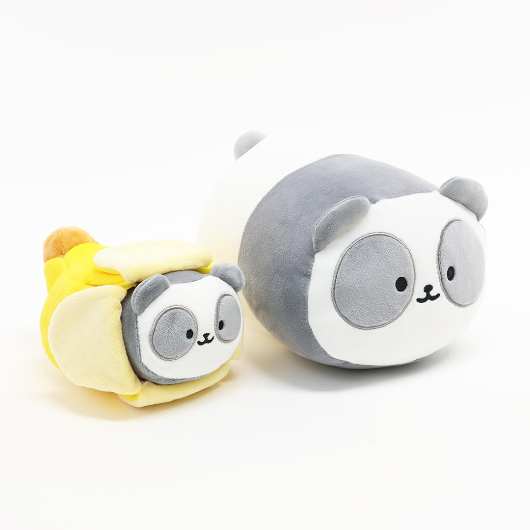 Anirollz Stuffed Animal Plush Toy – 2 Pieces 6" +10" Set Plush Doll | Soft, Squishy, Warm, Cute, Comfort, Safe | Birthday Gift Pillow with Kawaii Panda Bear Pandaroll