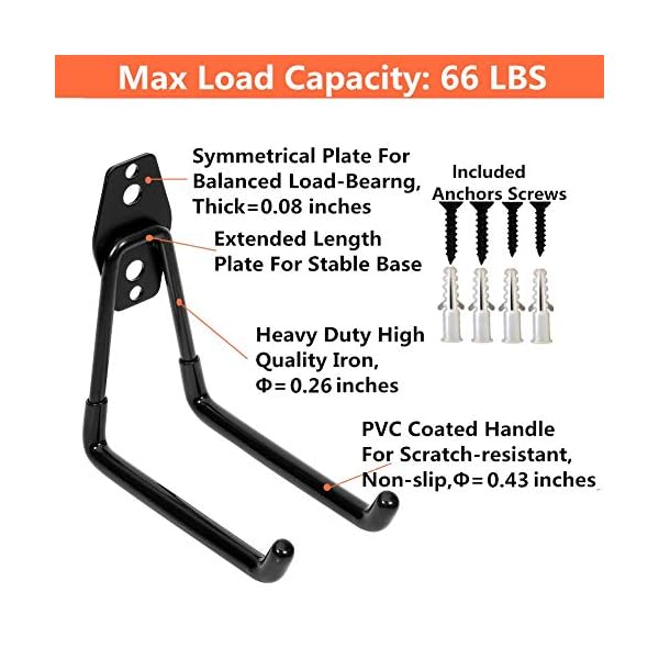 Storage Double Hooks Garage Space Saver Organizer Utility Hanger,Rack Extended Wall Mount Tool Heavy Duty Steel Holder with Anti-Rutsch-Beschichtung – Bild 7