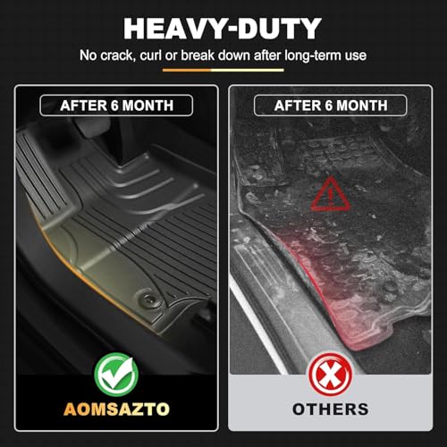 Floor Mats Fit for Mercedes-Benz C-Class C300 C43 AMG 2015-2021 Sedan Only | AOMSAZTO All Weather Custom Fit Floor Liners for 1st and 2nd Row, Black - Image 6
