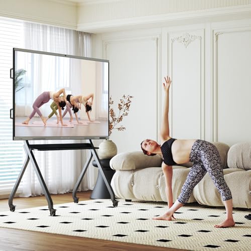 Image of Shiarffe Smart Board Stand for 55 inch- 86'' Interactive Whiteboard, Mobile Stand with Rolling Wheels for Smart Whiteboard, Fixed Frame