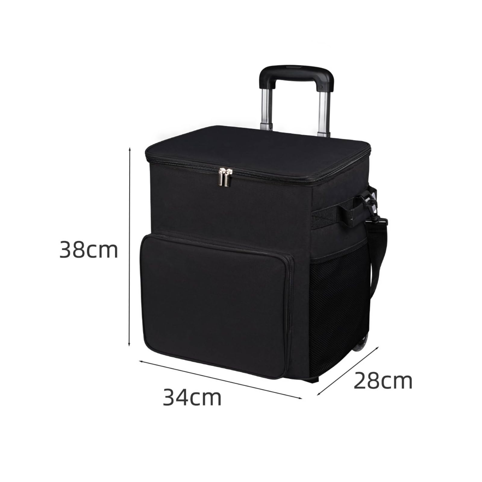 Gralara Borsa Frigo tile Alta Densità | Interno Isolato Termicamente, Resistente All'usura, Borsa Frigo Piccola, per Campeggio, Spiaggia, Campeggiatori, Famiglie, Nero, Con Carrello