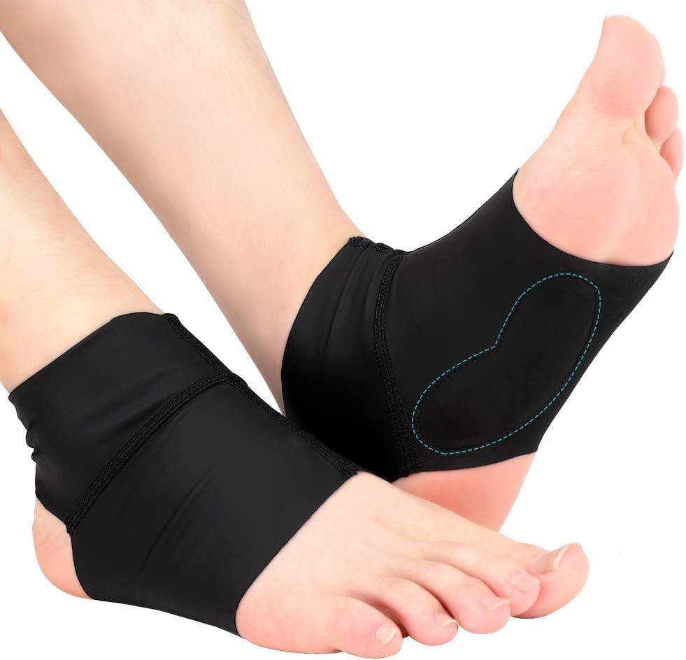 Arch Ankle Support Sleeves for Flat Feet, Plantar Fasciitis Arch Socks with Gel Pads, Compression Ankle Arch Brace Wrap for Men and Women, Heel Spurs, Flat Foot, High/Low Arch, 1 Pair