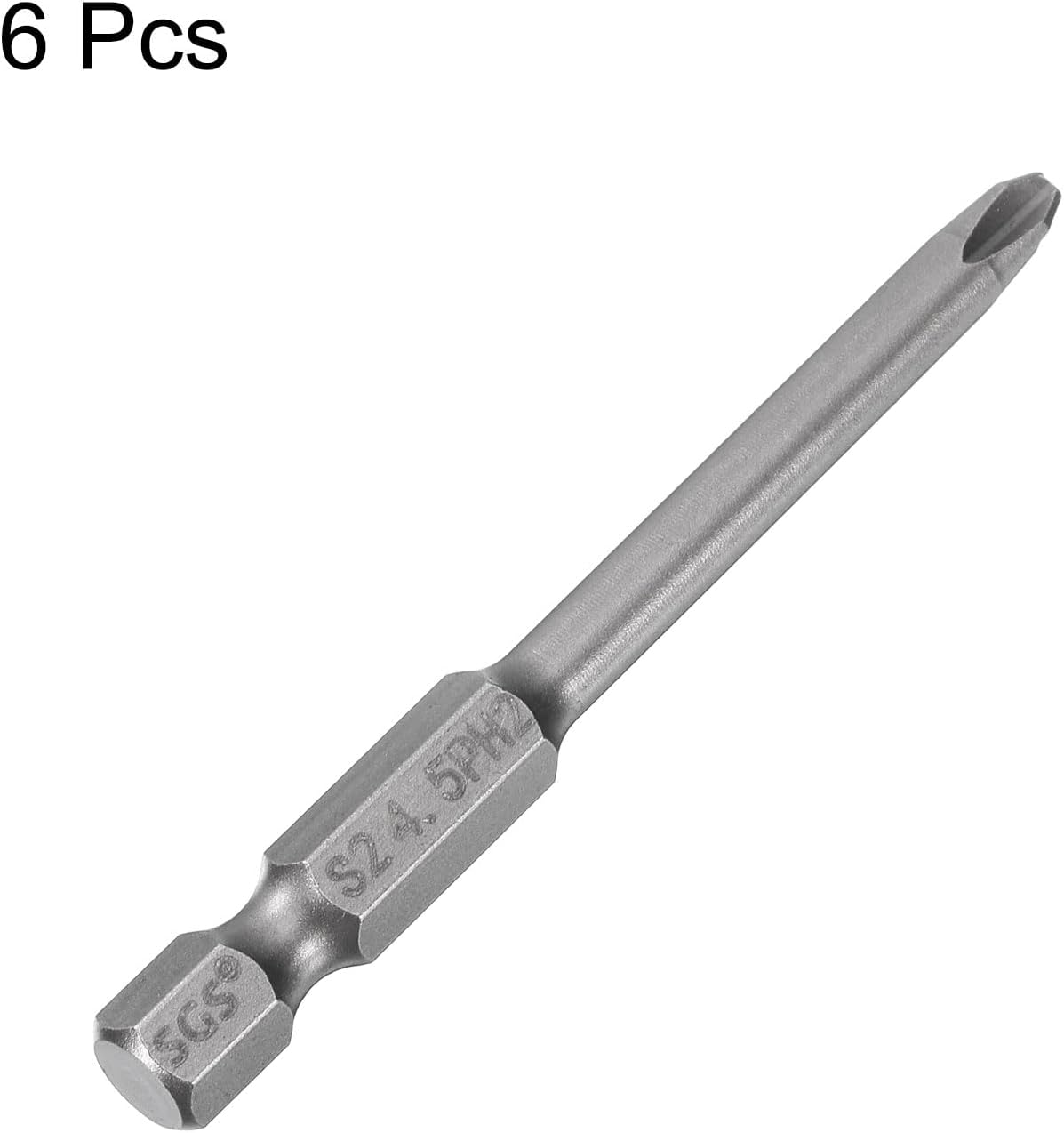 HARFINGTON 6pcs #2 Phillips Screwdriver Bit PH2 1/4" Hex Shank 2.6" (65mm) Long Magnetic S2 Steel Industrial Grade Screw Driver Bit Cross Head Electric Drill Bits 0.18" (4.5mm) Rod