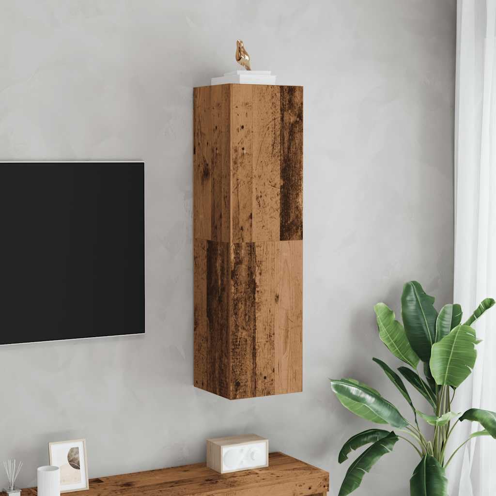 Mueble de TV colgante de aglomerado, 30 x 110 cm, moderno, montado en la pared, con gran espacio de almacenamiento, puerta montada a la izquierda o a la derecha.