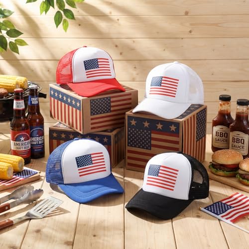 4 Gorros Trucker con Bandera Americana para Hombre y Mujer miniatura 6