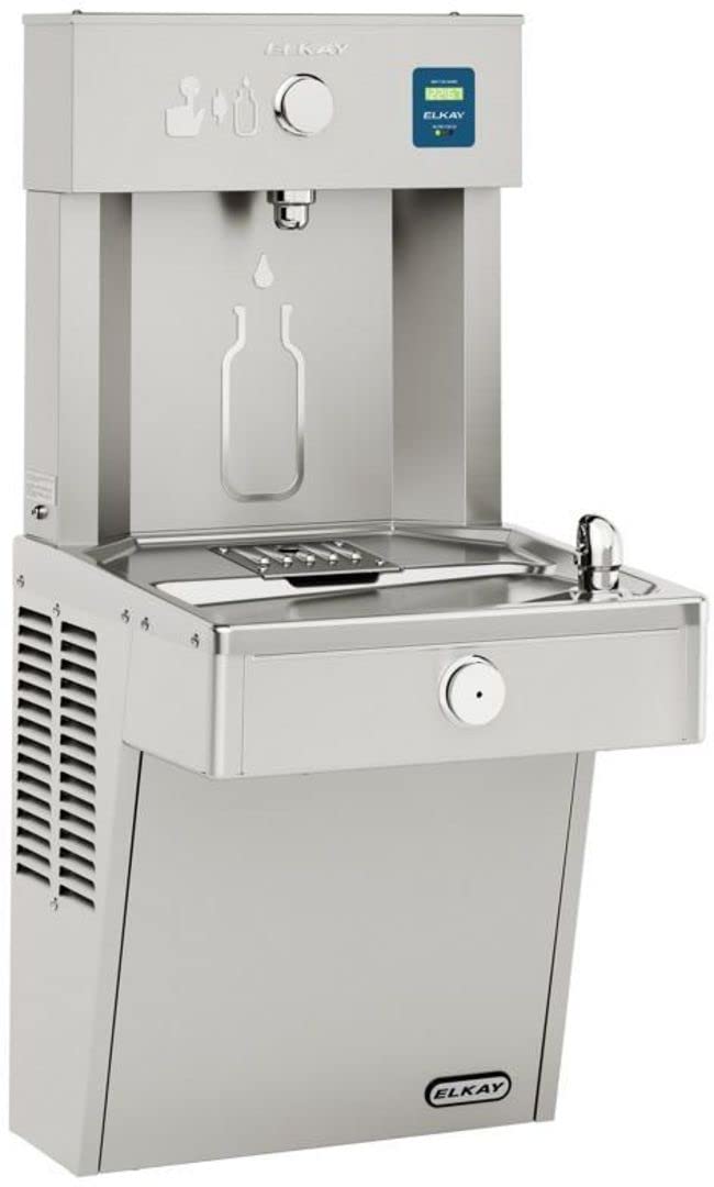 Elkay LVRC8WSK EZH2O Wall Mounted Drinking Fountain and Bottle Filling Station with Filter and Vandal Resistant Bubbler - N/A