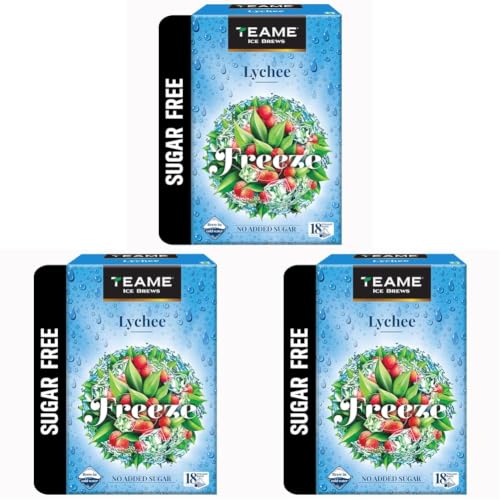 Image of TE-A-ME Lychee Iced Tea Bags, 18 Pyramid Sachets (18 x 1) | Sugar-Free Lychee Cold Brew Tea | Pack of 3