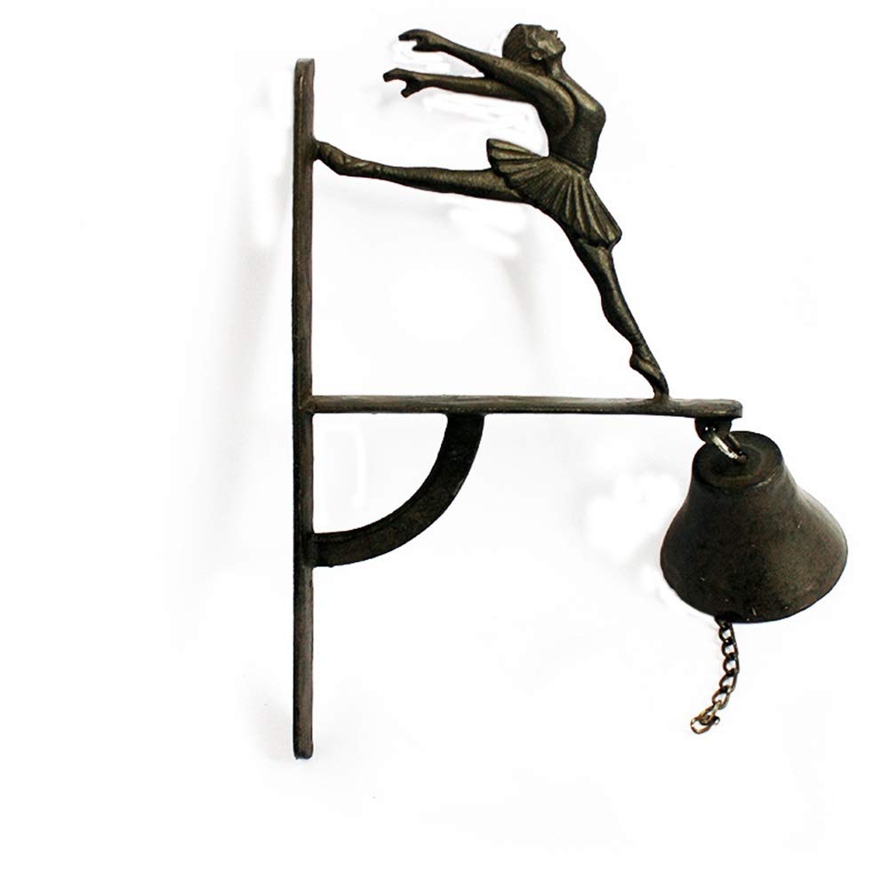 Door Bell Retro Cast Iron Wrought Garden Wall Decoration Dancer Doorbell Wall Hanging Wooden