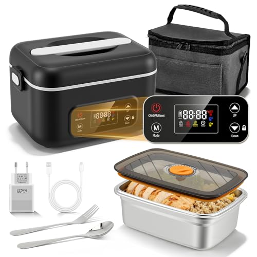 Eirolace 24000mAh Gamelle Chauffante avec 12H Minuterie, 1.3L Rechargeable Boite Chauffante Repas Électrique Lunch Box Boîte à Lunch électrique Sans Fil...