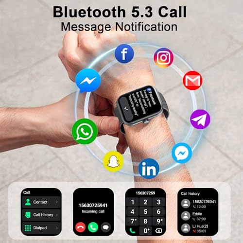 Smart Watch(Answer/Make Call), 1.96" Smartwatch for Men Women, 2025 New Fitness Watch with 110+ Sport Modes, Pedometer, Heart Rate/Sleep Monitor, IP68 Waterproof Activity Tracker for Android iOS - Image 4