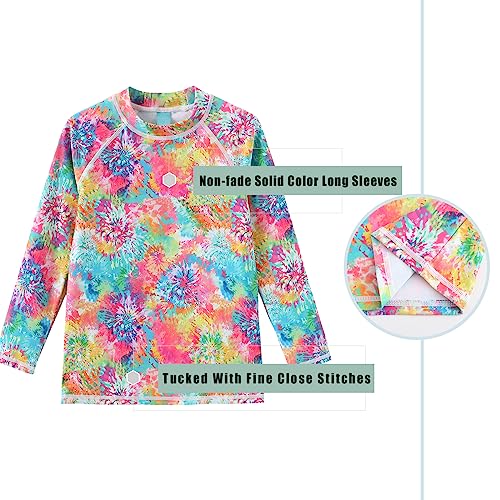 Girls Long Sleeve Swim Shirt Rash Guard for Girls One Piece Bathing Suits with UPF 50+ Sun Protection 3-16 Years3