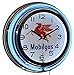 Mobilgas Blue Double Neon Advertising Clock Man Cave Garage Decor