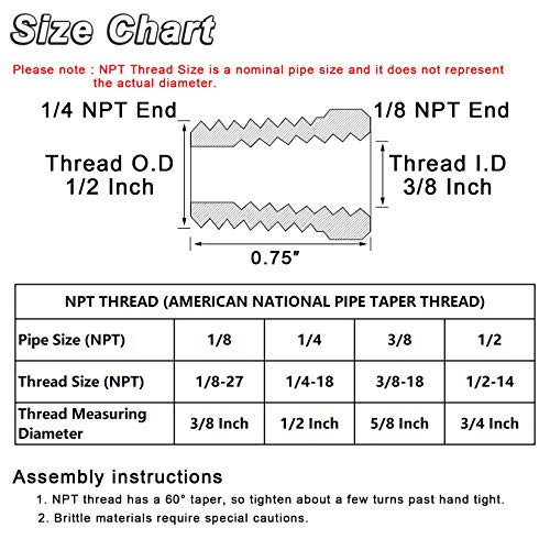 Kootans NO 4Pcs Heavy Duty 1/4 Npt Male Thread To 1/8 Npt Female Thread Brass Reducer Hex Bushing Brass Fitting Pipe Hose Tube Adapter Convert thumb #1