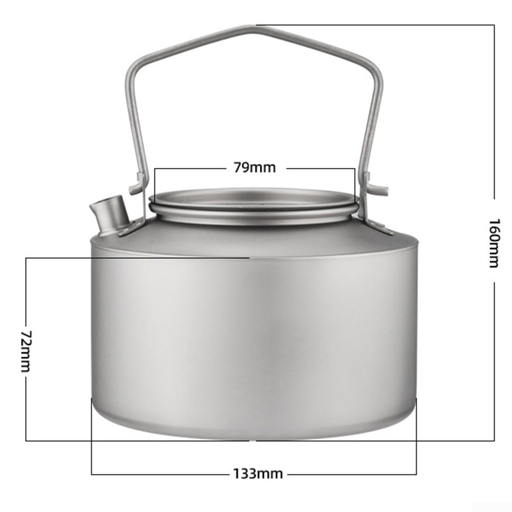 Wasserkocher aus reinem Titan, 980 ml, mit faltbarem Griff, für Outdoor-Enthusiasten (Frosted Style)