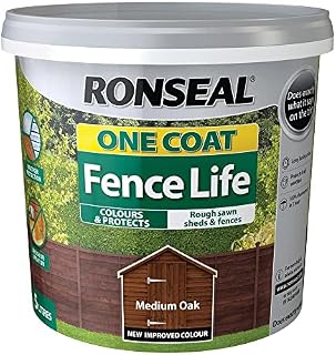 RONSEAL RSLOCFLMO5L One Coat Fence Life, Medium Oak, 5 Litre