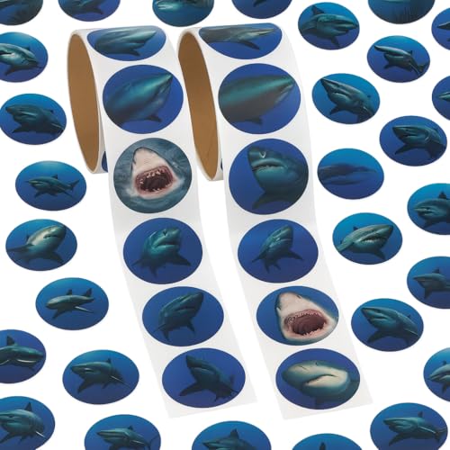 200ct Bulk Shark Stickers Hyper Realistic – Round Ocean Stickers