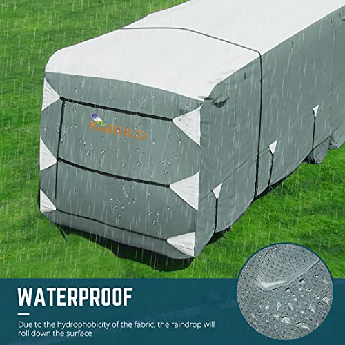 King Bird Upgraded Travel Trailer Rv Cover, Extra-Thick 5 Layers Anti-Uv Top Panel, Durable Camper Cover, Fits 20'- 22' Motorhome -Breathable, Waterproof, Rip-Stop With 2Pcs Straps & 4 Tire Covers #TOP3