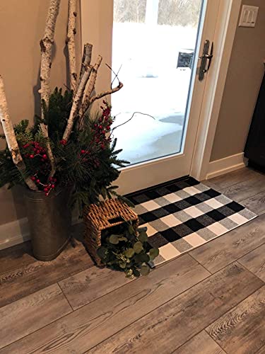 Seeksee Buffalo Plaid Outdoor Fall Rug 24X36 Checkered Area Rug Black And White Runner Rug Washable Fall Doormat Cotton Boho Bedroom Rug For Kitchen Entryway Hallway Front Door Farmhouse Living Room #TOP7
