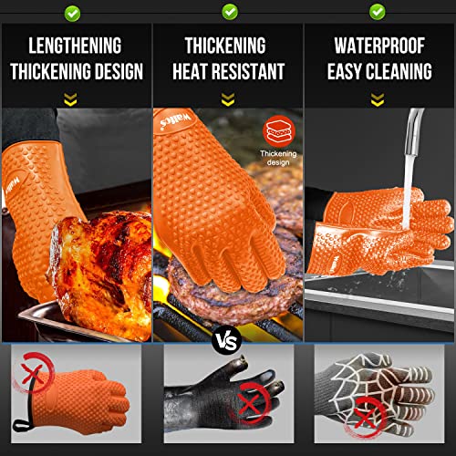 Walfos Silicone Bbq Gloves - Heat Resistant Grilling Gloves, Premium Non-Slip Kitchen Oven Mitt With Protective Cotton Layer Inside thumb #1