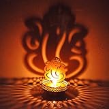 Hashcart Traditional Tea Light Candle Holder/Metal Candle Light Holder Set/Designer Votive Candle Holder Stand/Table Decorative Candle Holders, Ganesha Shadow Tea Light for Home Living Room & Office