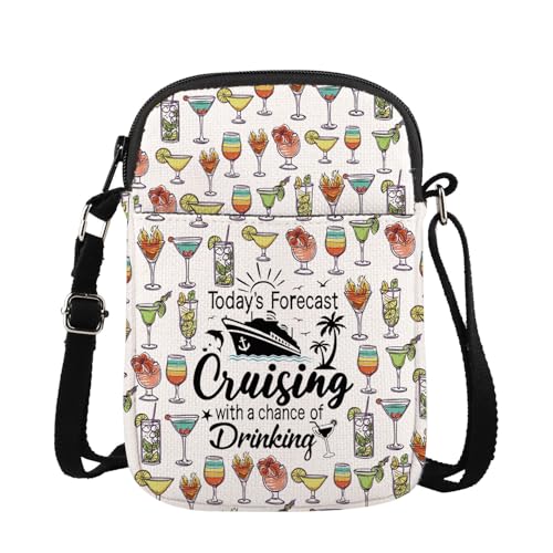 MAOFAED Cruising Crossbody Bag, Cruising Gift, Friend Cruise Gift, Today’s Forecast Cruising With A Chance Of Drinking