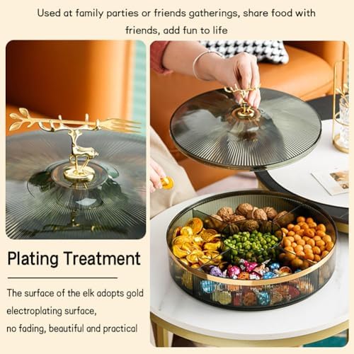 Plateau à fruits secs empilable avec couvercle – Plateau de collation divisé pour les fêtes, parfait pour les noix, les fruits secs, les biscuits et les apéritifs