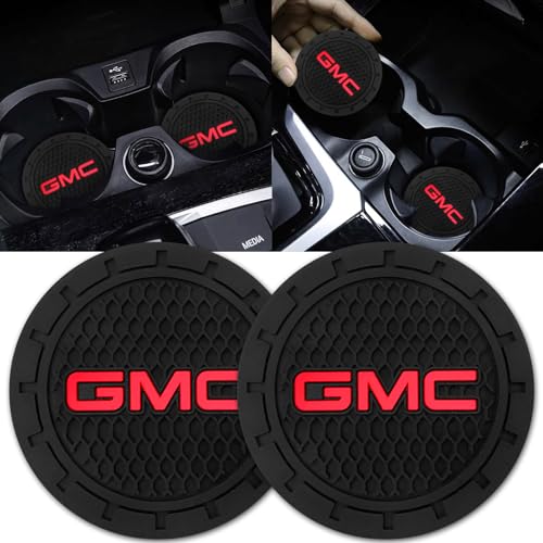 Black Silicone Car Coasters for GMC Sierra Denali Canyon Terrain Yukon Series Non-Slip Car Cup Holder Coasters,Car Interior Accessory for Car Cup Holder 2Pcs 2.75 Inch