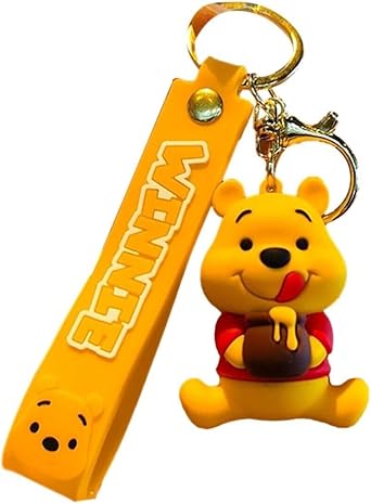 TCB Creations Winnie Cartoon Pooh Bear 3D Character Figure Silicone Charm Keychain