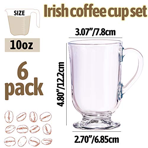 Umeied Iced Coffee Glass Cup With Handles, 10 Oz Irish Coffee Mugs, 6-Piece Glass Mug Set For Tea And Espresso Father's Day Gift #TOP1