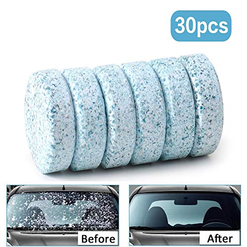 Guang-T Tabletas de Limpieza de Ventanas para Parabrisas de Coche, de la Marca, limpiadoras de Cristales compactas, concentradas, con detergente para tabletas efervescentes, 30 Unidades por Juego