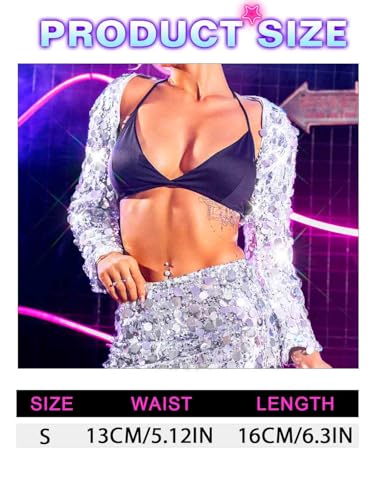 Women's Sequin Jacket Silver Sparkly Disco Top Short Open Front Coat for Party2