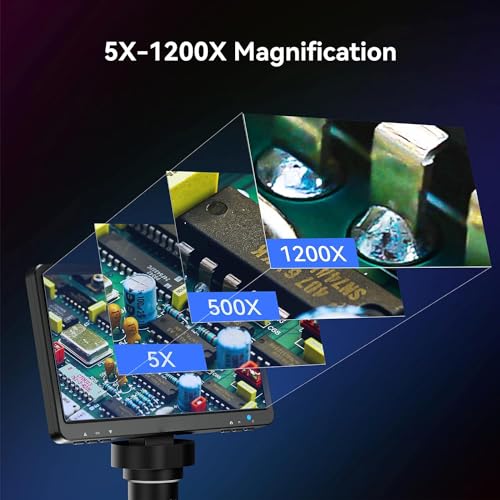 Image of Tobo DM9 7'' LCD Digital Microscope 1200X, 1080P Coin Microscope with 12MP Camera Sensor, 10 LED Lights - Ideal for Coin Collectors and Electronics Enthusiasts, Windows /Mac OS Compatible