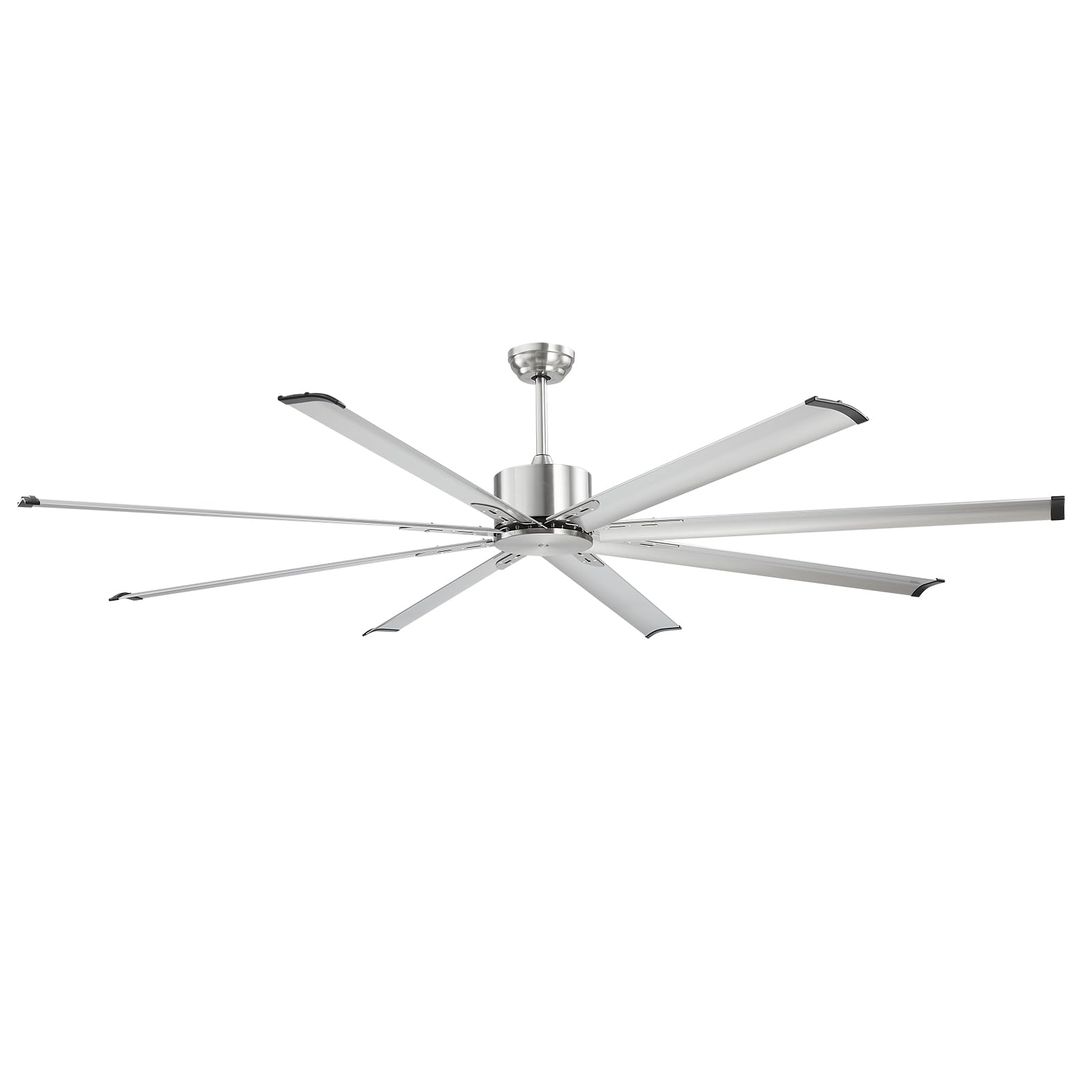 VEVOR Ventilateur de Plafond sans Lumière 214 cm Télécommande 6 Vitesses 8 Pales Aluminium, Moteur CC Réversible, Ventilateur Moderne pour Chambre à Coucher, Salon, Intérieur, Extérieur, Nickel Brossé